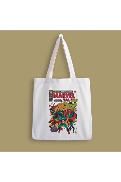 designedfy Marvel Poster Baskılı Bez Çanta