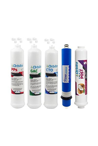 Orbita Inlıne Çift Çubuklu 5'li Filtre Seti 5 Mikron Cto Gac Star Membran Pos...