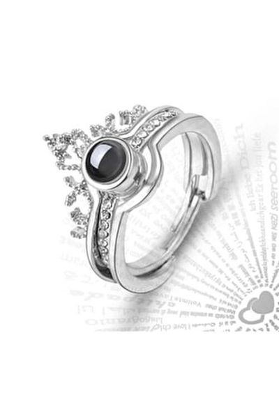 Köstebek 100 Languages I Love You Written Silver Color Elegant Love Couple Adjustable Dear Tl Ring