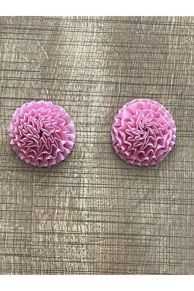 Gönülden Tasarım Accesoriu ornamental cu aplicație din tul cu flori de cuișoare roz 5 cm (2 buc.)