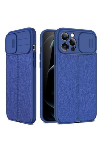 Gpack Apple Iphone 14 Pro Max Kılıf Kamera Sürgülü Deri Dokulu Mat Silikon La...