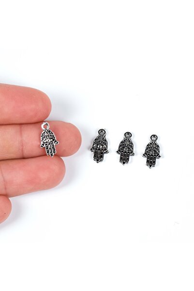 yfhobi 10 Adet - 13 Mm El Desenli Metal Uç, Takı Malzemesi, Boyalı Gümüş Kaplama