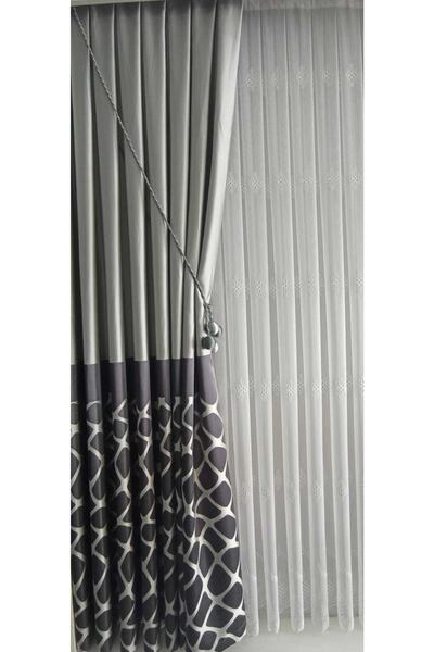 3b üçbey 4 Toplu Fon Perde Toplama Aparatı Kornise Takmatik Antrisit-ekru Tavan Braçolu Perde Süsü