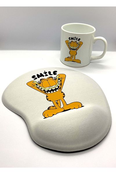 rakkun shop Smile Printed Wrist Support Mouse Pad + Cup Mug