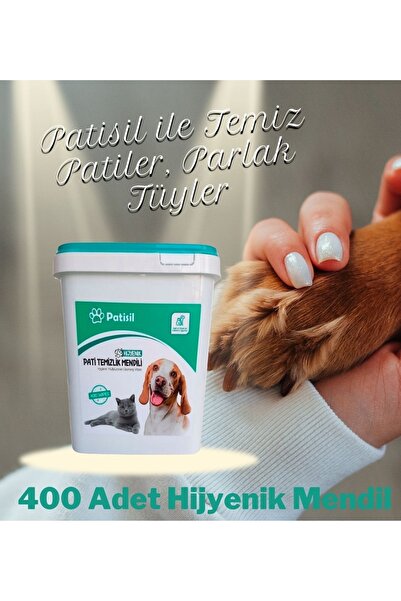 Patisil 400 Yapraklı Kova Evcil Hayvan Kedi Köpek Pati Ve Vücut Silme Temizleme Hijyenik Mendil