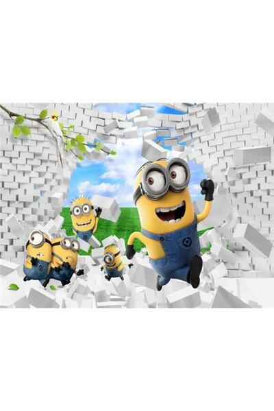 EkoDekor 3boyutluduvarkagitlari Minyonlar Çocuk Odası 3d Duvar Kağıdı Kanvas ...
