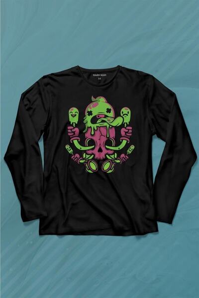 Kendim Seçtim Icecream Skull Ice Cream Skull Street Wear majica dugih rukava ...