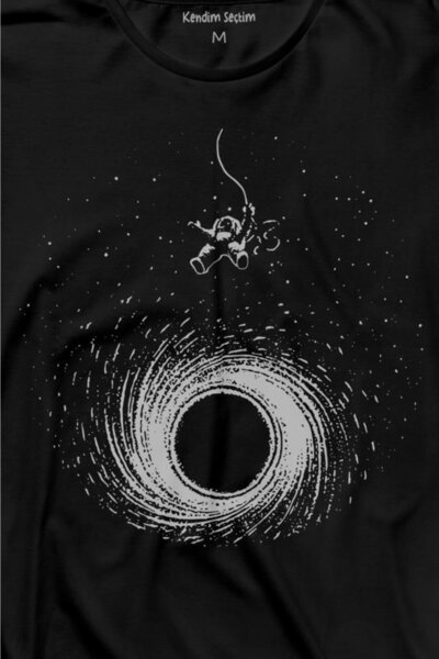 Kendim Seçtim Astronaut Swinging Over Black Hole Space Black Hole Tricou cu mânecă lungă Tricou imprimat