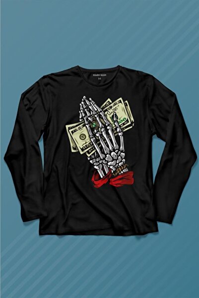 Kendim Seçtim Majica dugih rukava Money My Pocket Štampano T-shirt