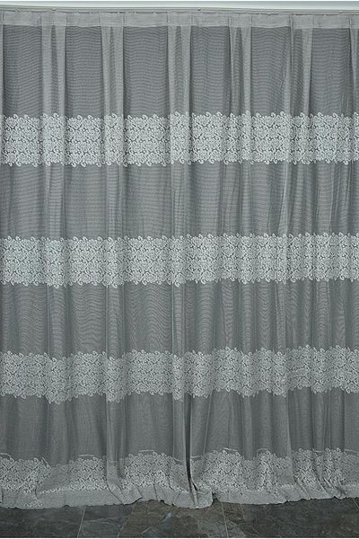 AKÇA TEKSTİL Roza Model Gray Color Single Wing Ready-made Planted Pleated Background Curtain 300*260 Cm