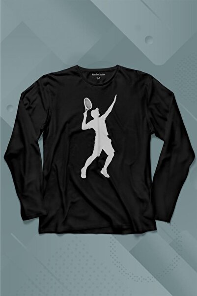 Kendim Seçtim Jucător de tenis Rachetă de tenis Tricou cu mânecă lungă Siluet...