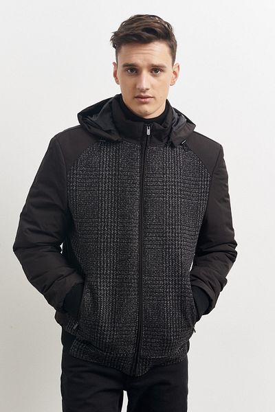 ALTINYILDIZ CLASSICS Men's Black Zippered Hooded Coat - Standard Fit