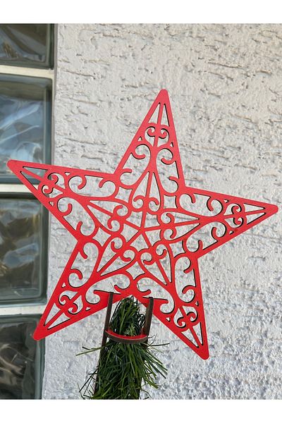 Mini Tasarım Atölyem Red Christmas Tree Peak Ornament