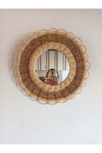 gudelidekor Hasır Bambu Rattan Duvar Dekor Ayna