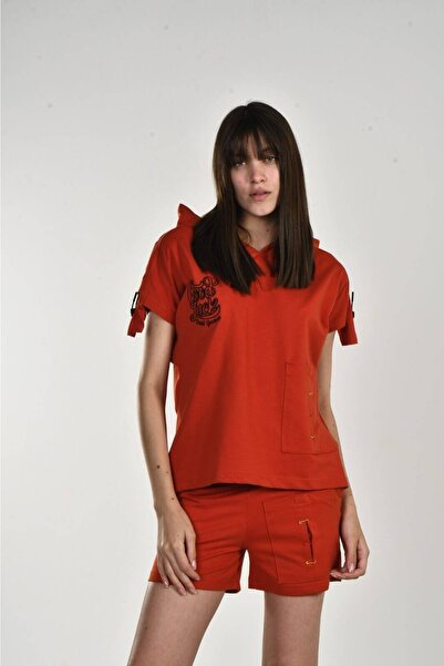 DAVID&GERENZO Σετ σορτς με κουκούλα Tile Good Luck με λεπτομέρεια με κέντημα με δαντέλα