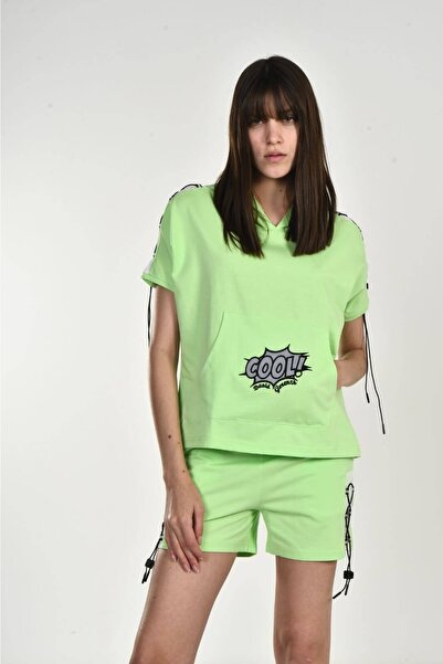 DAVID&GERENZO Σετ με κουκούλα με λεπτομέρεια με πράσινη δαντέλα