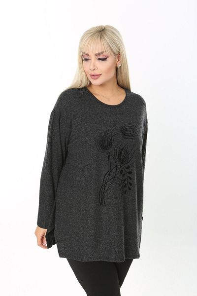 tıgersıze Plus Size Flock Printed Sweater