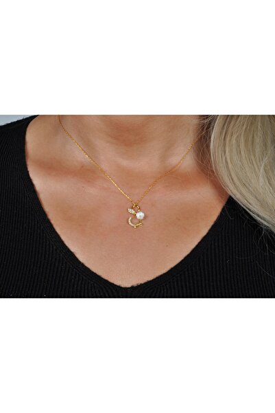 EZİLA SİLVER Manolya Çiçekli Gümüş Harfli Kolye [ Ş ]