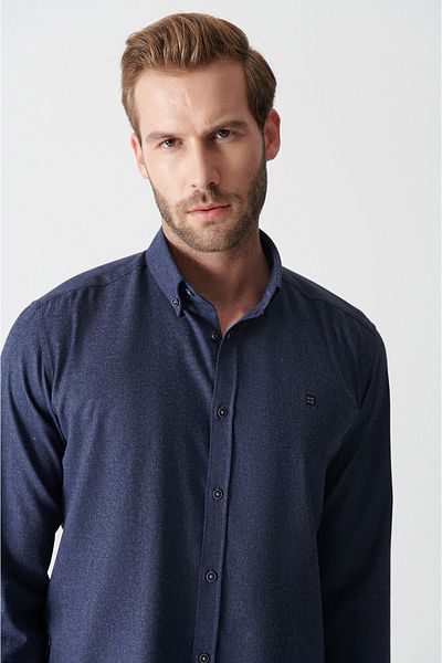 Avva Hemd - Dunkelblau - Regular Fit