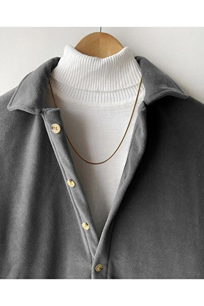 efraim giyim Χειμερινό πουκάμισο από βαμβακερό ύφασμα φλις Oversize