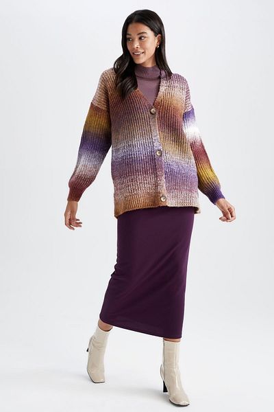DeFacto Strickjacke mit V-Ausschnitt und normaler Passform