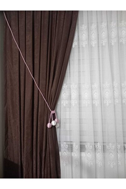 Üçbey 4 Toplu Fon Perde Toplama Aparatı Kornise Takmatik Pembe-ekru Tavan Braçolu