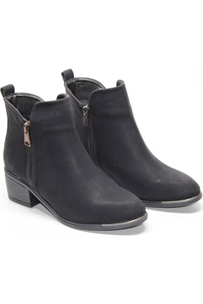 BİLENER Bot Kısa Topuk Zümrüt Greyzi Deri Fermuarlı Kaymaz Taban Yumuşak Kullanışlı Kaliteli