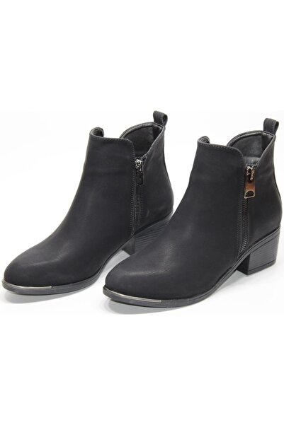 BİLENER Bot Kısa Topuk Zümrüt Greyzi Deri Fermuarlı Kaymaz Taban Yumuşak Kullanışlı Kaliteli