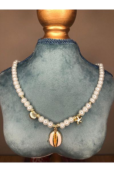 Stoneday Special Design Pearl Necklace with Seashell and Star Detail and Pearls