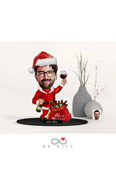 Bk Gift Gift Kişiye Özel Yeni Yıl Erkek Karikatürlü Ahşap Biblo-3