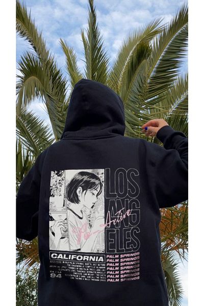DENİKK Anime Los Angeles Girl Unisex Φούτερ με φερμουάρ