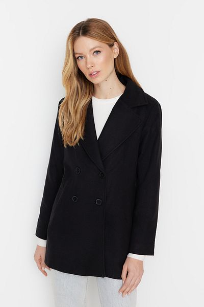 Trendyol Modest Black Buttoned Lined Cashmere Coat TCTAW23AB00006