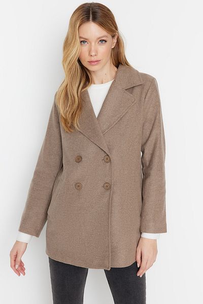 Trendyol Modest Mink Buttoned Lined Cashmere Coat TCTAW23AB00006