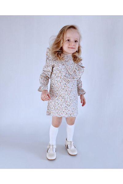 le petit sole Girl's Giny Dress Soft Turquoise Color