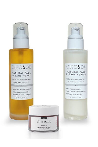 Oleobox Anti-akne Bakım Set - Doğal Yüz Temizleme Yağı Ve Sütü & Tüm Ciltlere Uygun Aydınlatıcı Aha Maske