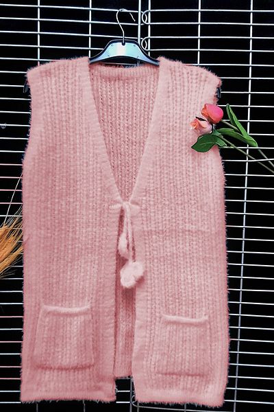 Çt Çeyizci Tekstil Soft Knitted Women's Vest with Pockets, Knitwear Soft Vest