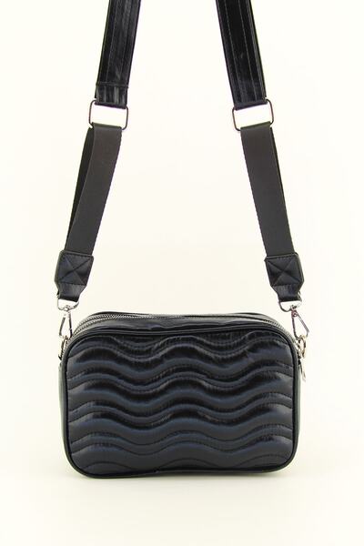 HNB Women's Black Quilted Double Compartment Messenger Bag