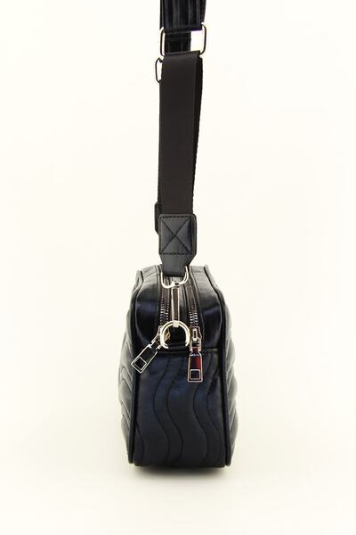 HNB Women's Black Quilted Double Compartment Messenger Bag