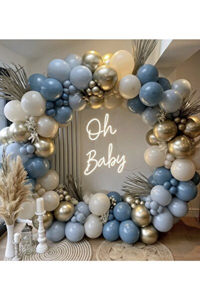 Çemrek Süs Parti سلسلة بالونات من الكروم الذهبي باللون الأزرق العاصف والقهوة ...