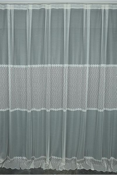AKÇA TEKSTİL Navel Lace Model Cream Color Single Wing Ready-made Planted Pleated Background Curtain 300*260 Cm