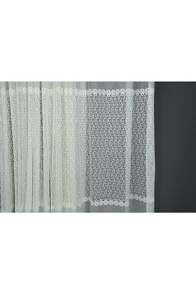 AKÇA TEKSTİL Navel Lace Model Cream Color Single Wing Ready-made Planted Pleated Background Curtain 300*260 Cm