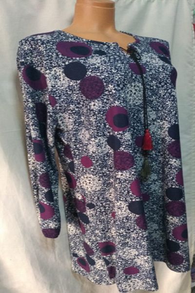 Sailor Dress Tunic Thick Combed Cotton Tunic Mixed Color ( Navy Blue - White - Lilac )
