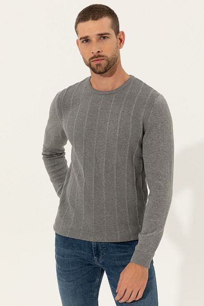 Pierre Cardin Men's Light Gray Melange Sweater