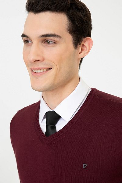 Pierre Cardin Men's Claret Red Sweater