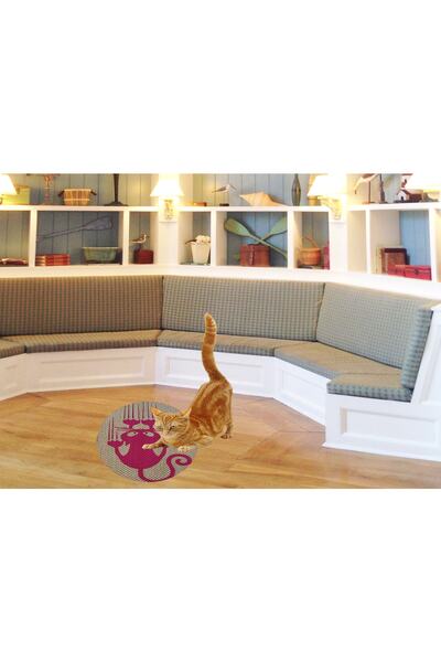 Glipet Desenli Çift Taraflı Kedi Tırmalama Paspası Yuvarlak 36*36 Cm