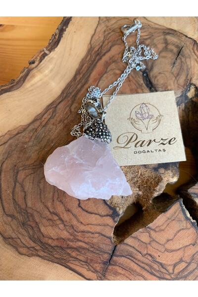parze doğaltaş Pembe Kuvars Kolye