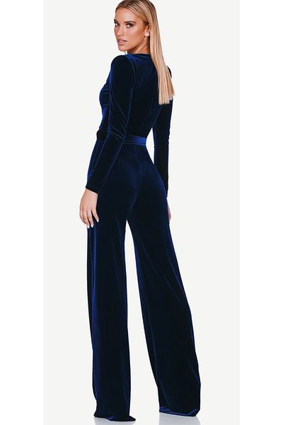 hilaltrendd Heart Collar Crescent Trend Velvet Jumpsuit