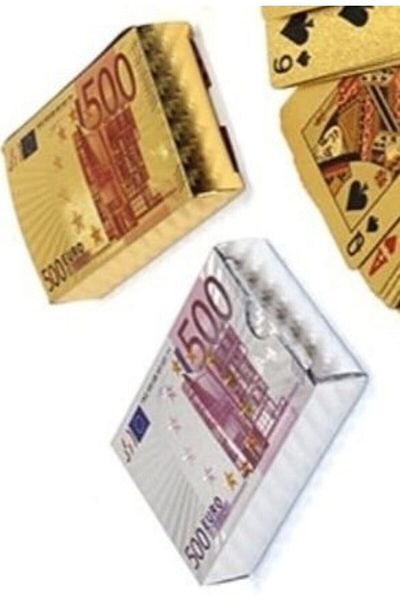 HEDİYE FİKRİ Gold Playing Card Deck Dollar- Euro Design
