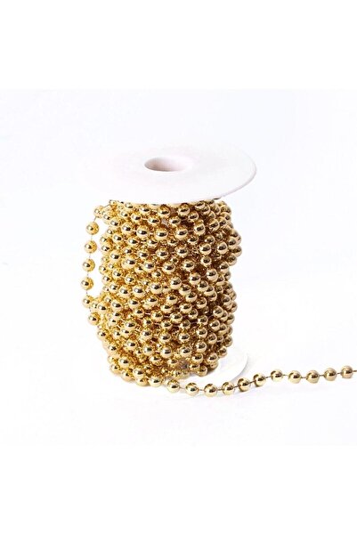 Happyland Yılbaşı Süsleme Inci Boncuk Zincir 5 Metre Gold