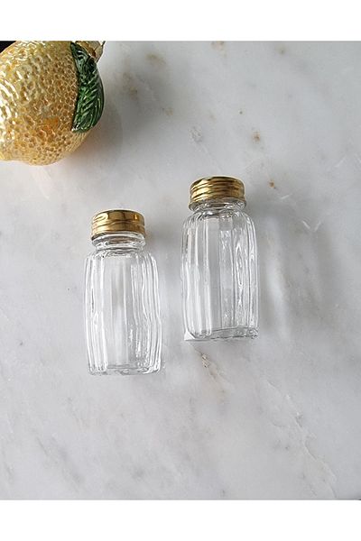 LOVYCO Gold Covered Glass Salt Shaker Set of 2